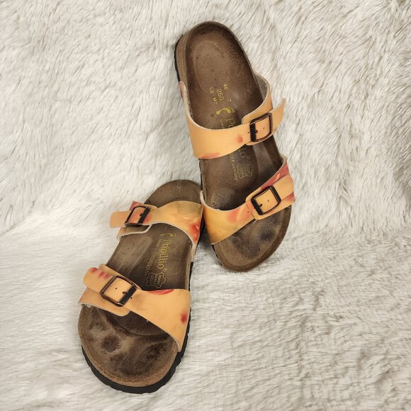 Birkenstock Papillio Buckle Orange Red Sandals Size 9 - Picture 1 of 8